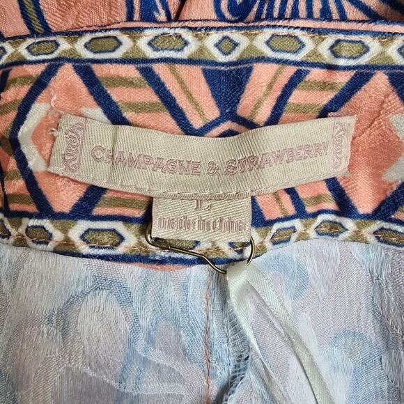 Champagne & Strawberry‎ Brocade Palazzo Pants High Waist Floral Size L - Picture 7 of 11